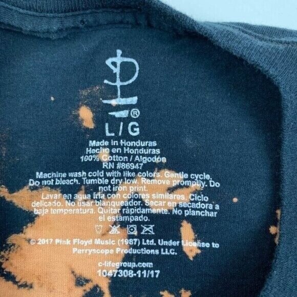 Pink Floyd Unisex Bleach Splatter Dark Side of The Moon Graphic Print T-Shirt L - Picture 4 of 4